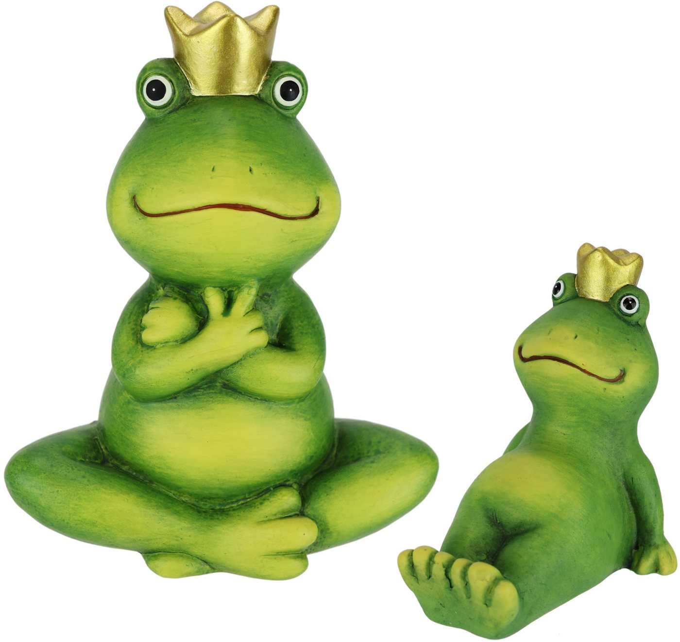 I.GE.A. Dekofigur Deko Garten Figur Froschkönig (2 St), 2er Set Frosch mit Krone Gartendeko Tierfigur Deko Statue Gartenfigur von I.GE.A.