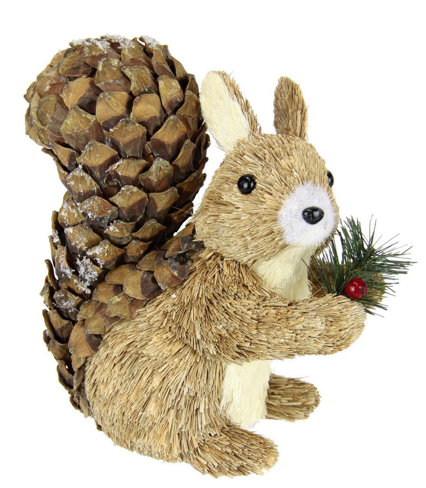 I.GE.A. Dekofigur Eichhörnchen (1 St), Aus Bast Tierfigur Statue Herbstdeko Winterdeko Weihnachtsdeko von I.GE.A.