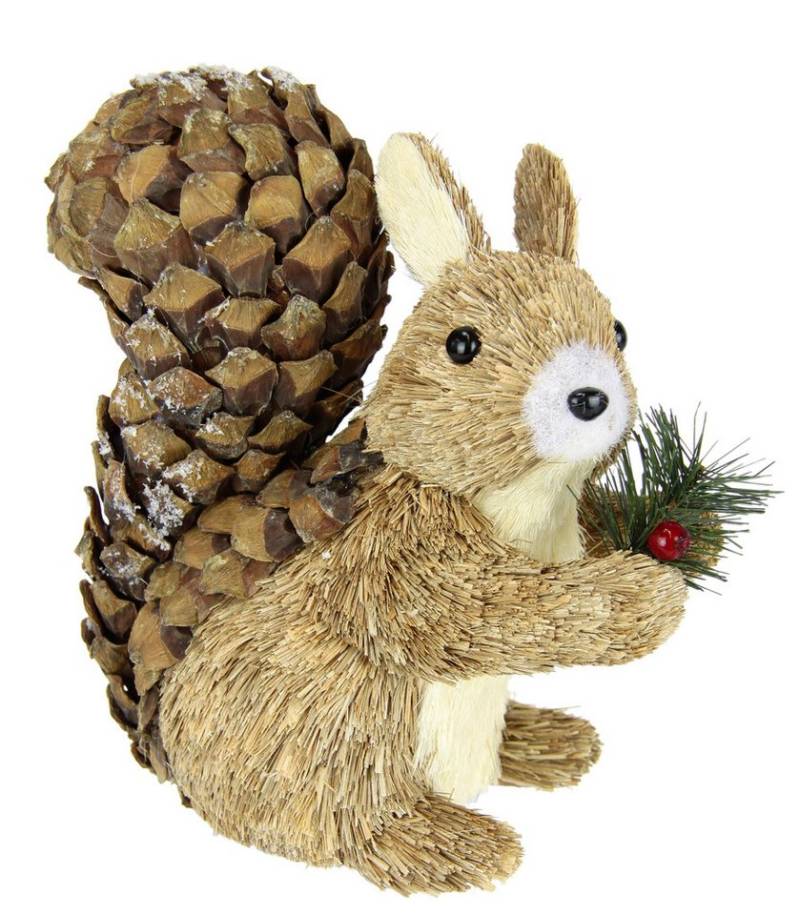 I.GE.A. Dekofigur Eichhörnchen (1 St), Aus Bast Tierfigur Statue Herbstdeko Winterdeko Weihnachtsdeko von I.GE.A.