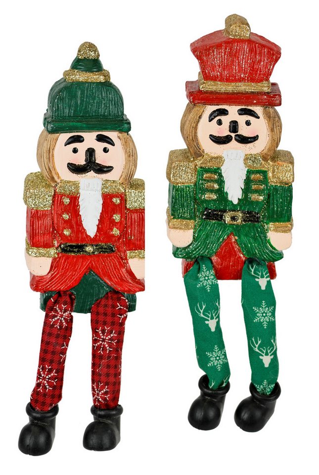 I.GE.A. Dekofigur Kantenhocker Nussknacker, 2er Set, Dekofigur Statue Deko Männchen Weihnachtsdeko von I.GE.A.