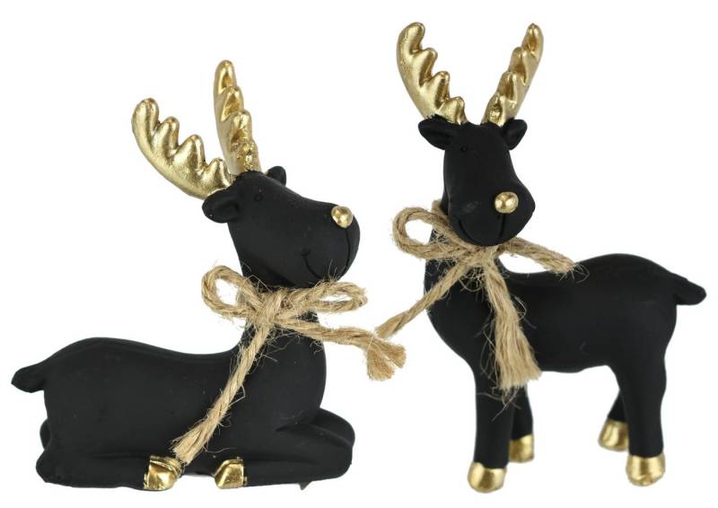 I.GE.A. Dekofigur Tierfigur Elch (2 St), Figur Rentier Skulptur Statue Weihnachtsdeko Hirsch Dekohirsch Advent von I.GE.A.