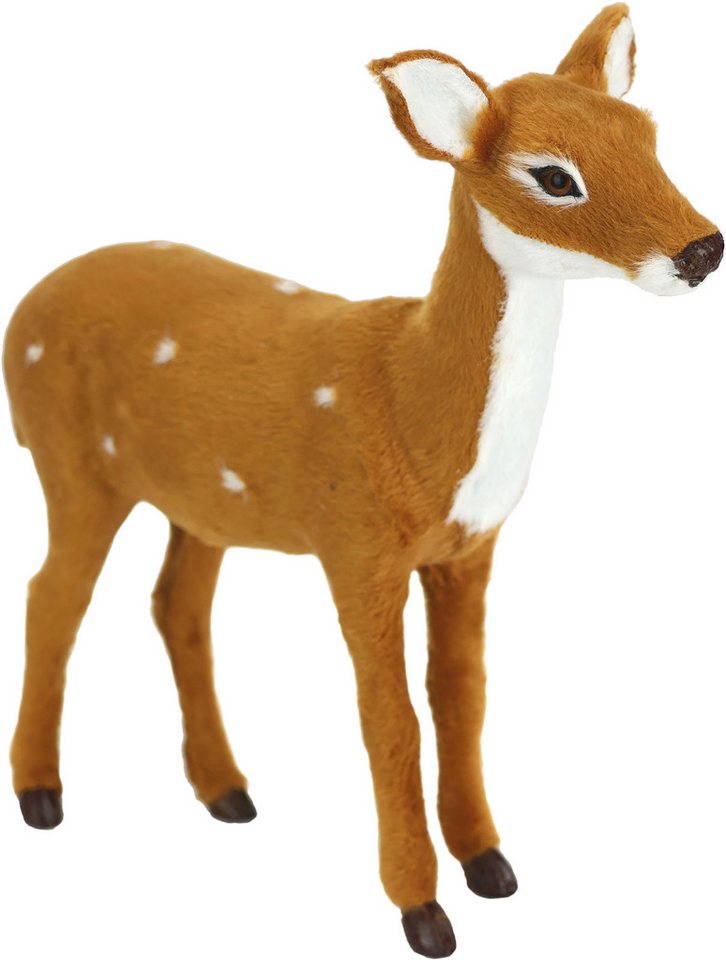 I.GE.A. Dekofigur Tierfigur Reh aus Kunstfell (1 St), Realistisches Waldtier Statue Ornament Plüschtier Weihnachtsdeko von I.GE.A.