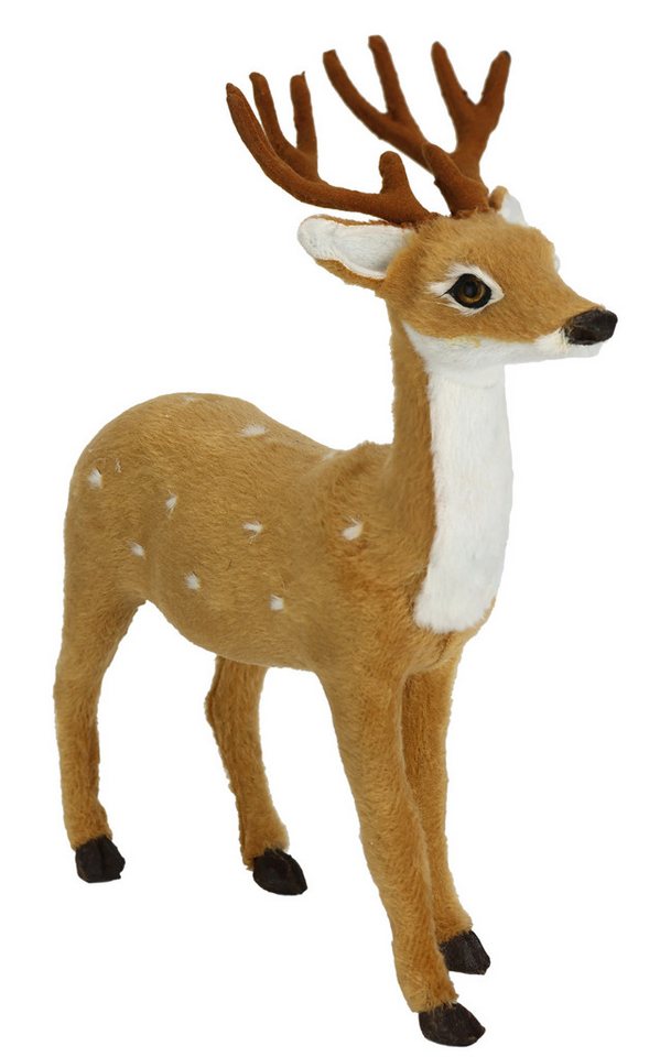I.GE.A. Dekofigur Tierfigur Reh aus Kunstfell (1 St), Waldtier Statue Ornament Plüschtier Weihnachtsdeko Winterdeko Pelztier von I.GE.A.