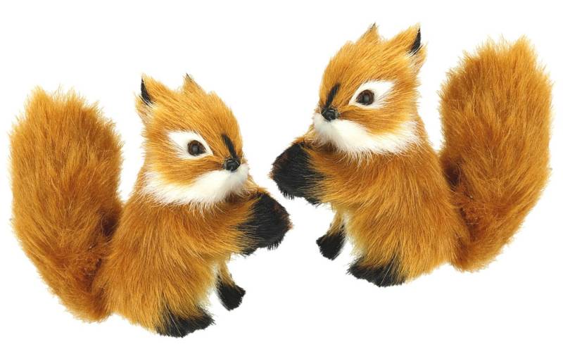 I.GE.A. Dekofigur Tierfigur mini Eichhörnchen (2 St), 2er Set aus Kunstfell Statue Ornamente Pelz Plüschtier Waldtier von I.GE.A.