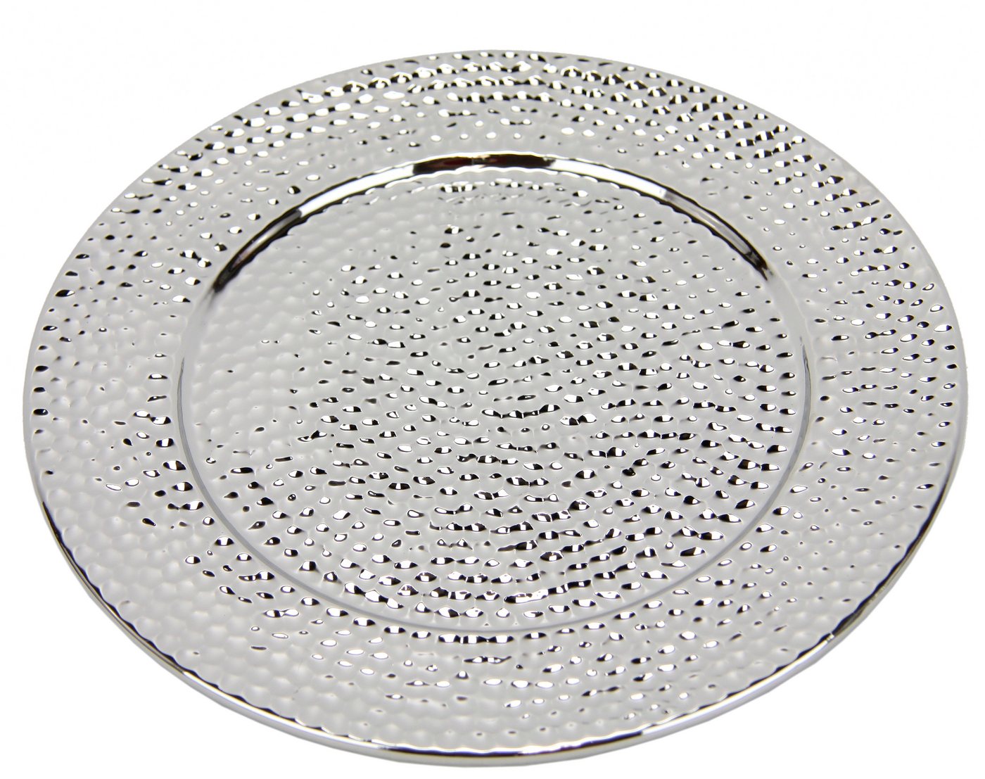 I.GE.A. Dekotablett Keramik-Schale (1 St), Dekoschale silber Tablett Weihnachtsdeko Deko Advents-Tablett rund von I.GE.A.