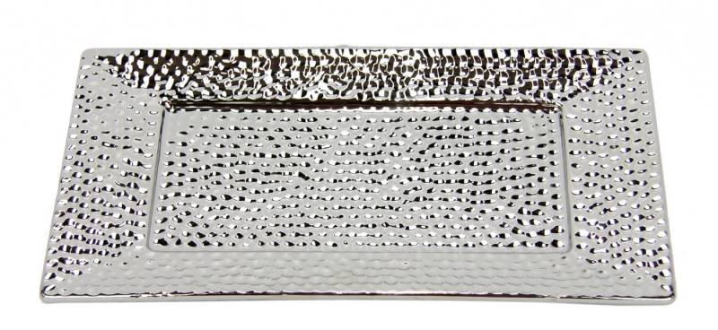 I.GE.A. Dekotablett Keramik-Schale (1 St), eckig Dekoschale silber Tablett Weihnachtsdeko Deko Advents-Tablett von I.GE.A.