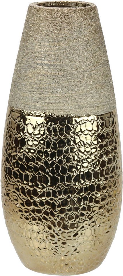 I.GE.A. Dekovase Blumenvase (1 St), Dekovase Zylindervase silber weiß glänzend Blumenvase Modern Tischvase von I.GE.A.