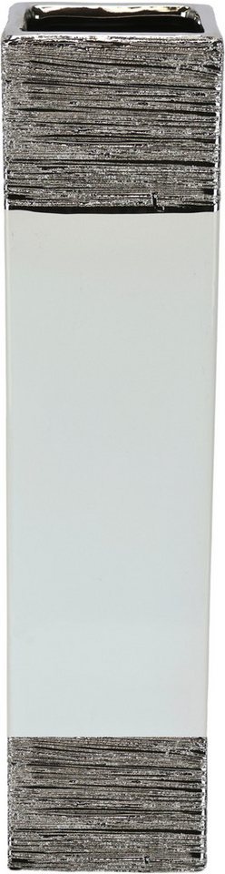 I.GE.A. Dekovase Blumenvase (1 St), Dekovase Zylindervase silber weiß glänzend Blumenvase Modern Tischvase von I.GE.A.