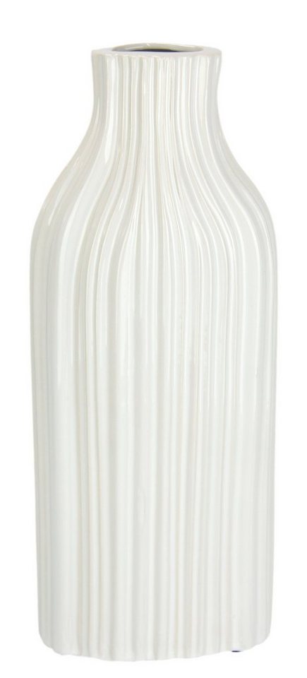 I.GE.A. Dekovase Blumenvase aus Keramik, geriffelt, bauchig, glänzend, Keramikvase (1 St), Deko-Vase für Blumen, Pampasgras, Trocken- oder Kunstblumen u. Zweige von I.GE.A.