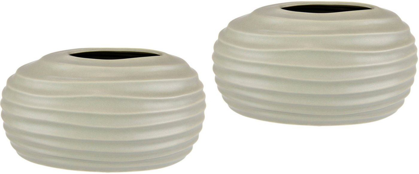 I.GE.A. Dekovase Keramik-Vase, 2er Set Kleine Vase Weiß Modern Keramik Tisch Küche Büro Pampasgras von I.GE.A.