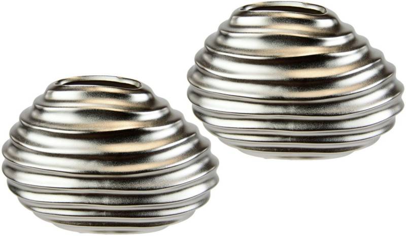 I.GE.A. Dekovase Keramik-Vase, 2er Set Kleine Vase Weiß Modern Keramik Tisch Küche Büro Pampasgras von I.GE.A.