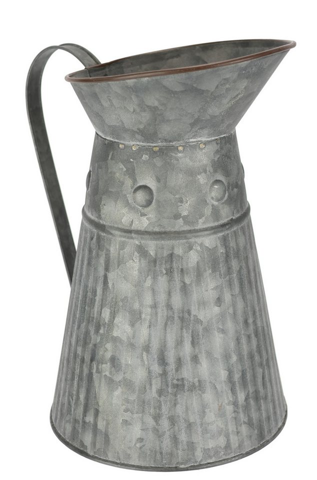 I.GE.A. Dekovase Metall-Krug (1 St), Graue Deko-Kanne mit Riffelung Schlaghammer-Optik Vase für Blumen von I.GE.A.