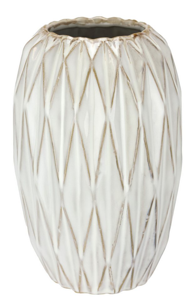 I.GE.A. Dekovase Vase aus Keramik (1 St), Blumentopf geriffelt Zylinderform Übertopf Keramikvase Deko Dekovase von I.GE.A.