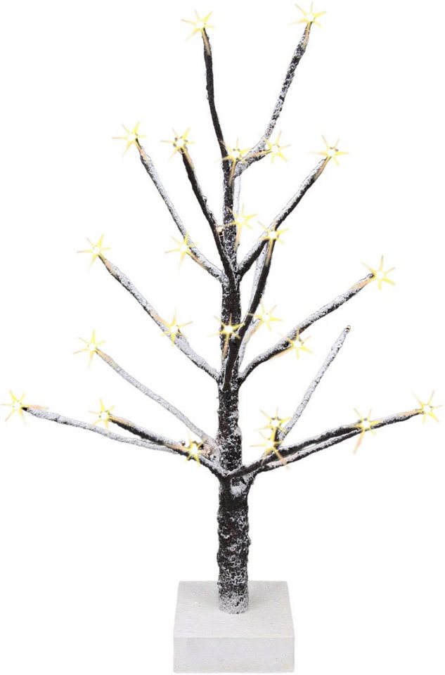 I.GE.A. LED Baum Künstlicher Weihnachtsbaum, Weihnachtsdeko, Kunstbaum, LED fest integriert, Warmweiß, Deko-Baum mit Kunstschnee und Beleuchtung auf Holzfuß, braun, 65 cm von I.GE.A.