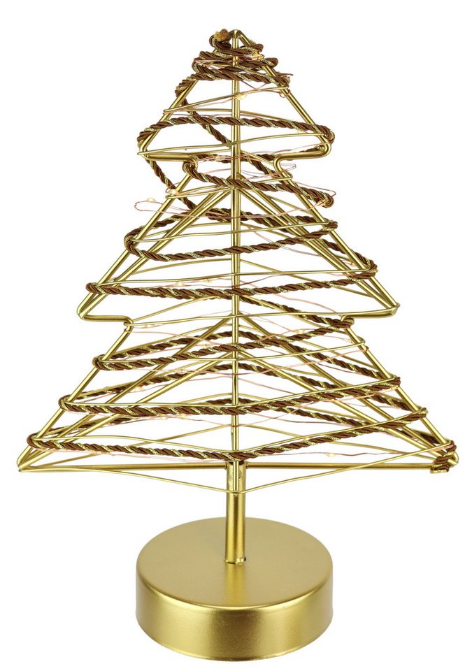 I.GE.A. LED-Dekofigur LED-Dekoobjekt Baum (1 St), Tannenbaum Metall Gold warmweiß Timer Batteriebetrieb Weihnachtsdeko von I.GE.A.