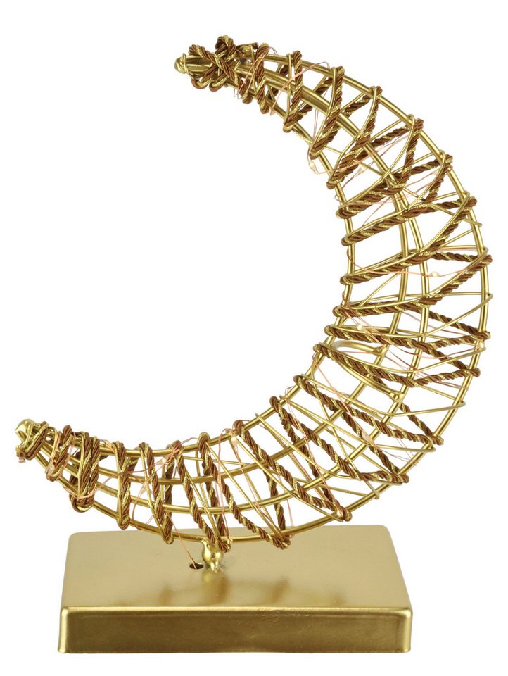 I.GE.A. LED-Dekofigur LED-Dekoobjekt Mond (1 St), Dekofigur Metall Gold warmweiß Timer Batteriebetrieb Weihnachtsdeko von I.GE.A.