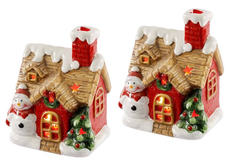 I.GE.A. LED-Dekofigur LED-Haus (1 St), Dekoobjekt LED batteriebetrieben Weiß Gold Weihnachtsdeko von I.GE.A.