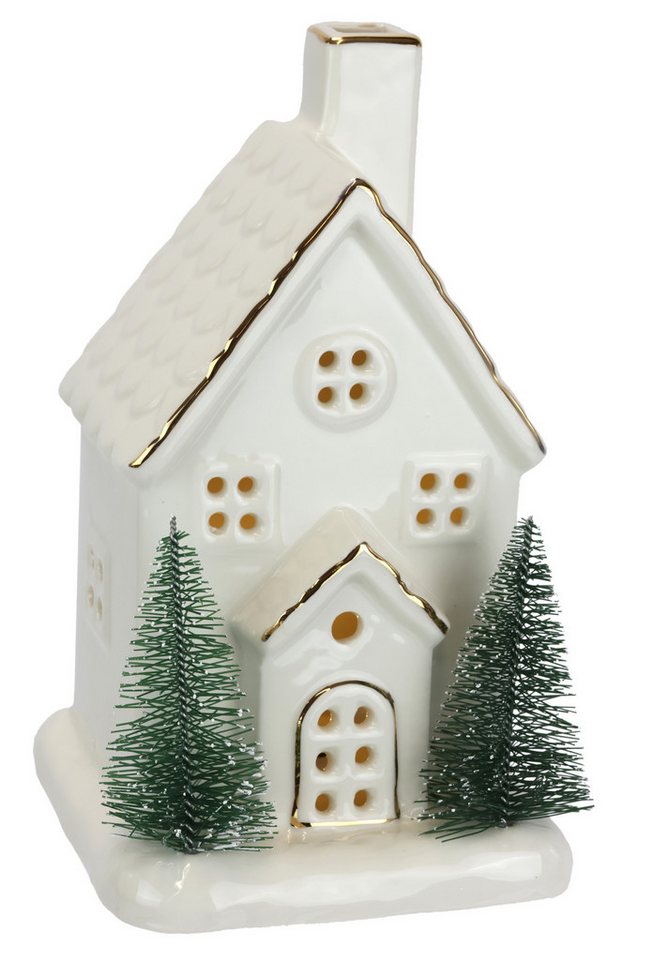 I.GE.A. LED-Dekofigur LED-Haus (1 St), Dekoobjekt LED batteriebetrieben Weiß Gold Weihnachtsdeko von I.GE.A.