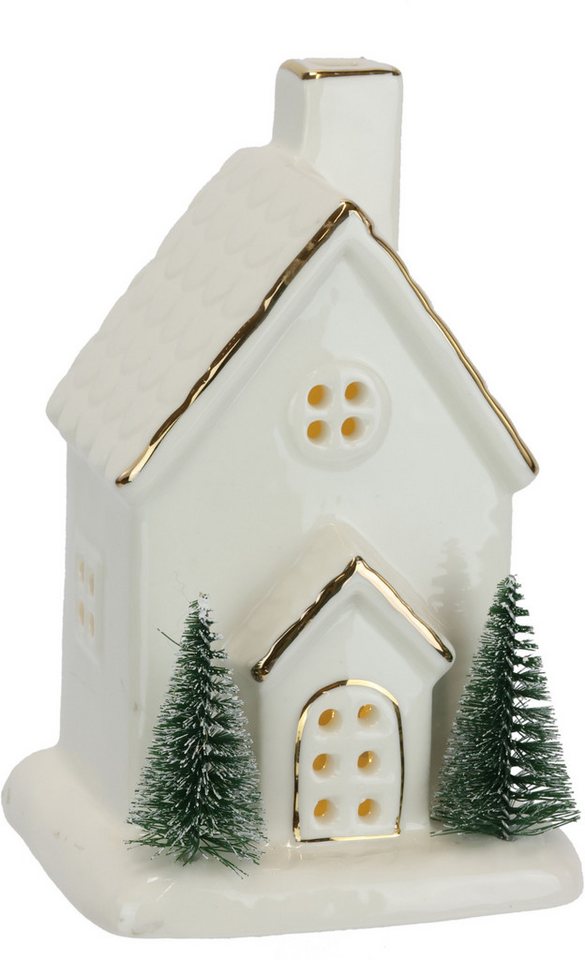 I.GE.A. LED-Dekofigur LED-Haus (1 St), Dekoobjekt LED batteriebetrieben Weiß Gold Weihnachtsdeko von I.GE.A.