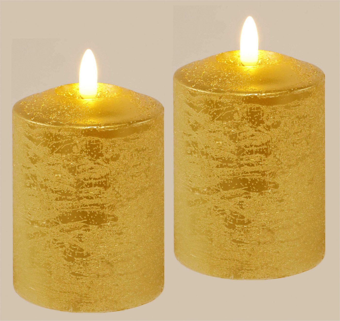 I.GE.A. LED-Kerze Batteriebetriebene LED-Kerzen aus Echtwachs, Höhe ca. 10 cm (Set, 2-tlg), warmweißes Stimmungslicht, Stumpenkerze für den Adventskranz von I.GE.A.