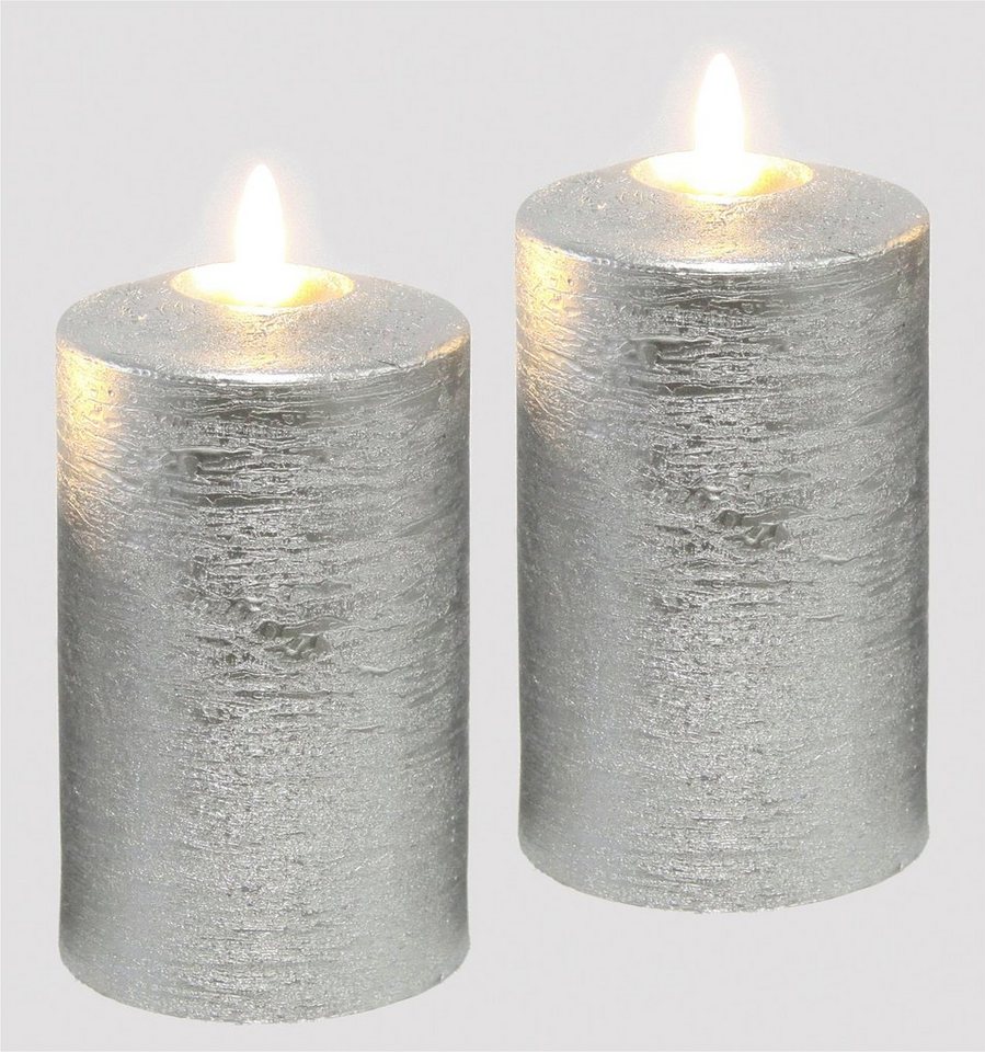 I.GE.A. LED-Kerze Batteriebetriebene LED-Kerzen aus Echtwachs, Höhe ca. 12,5 cm (Set, 2-tlg), warmweißes Stimmungslicht, Stumpenkerze für den Adventskranz von I.GE.A.