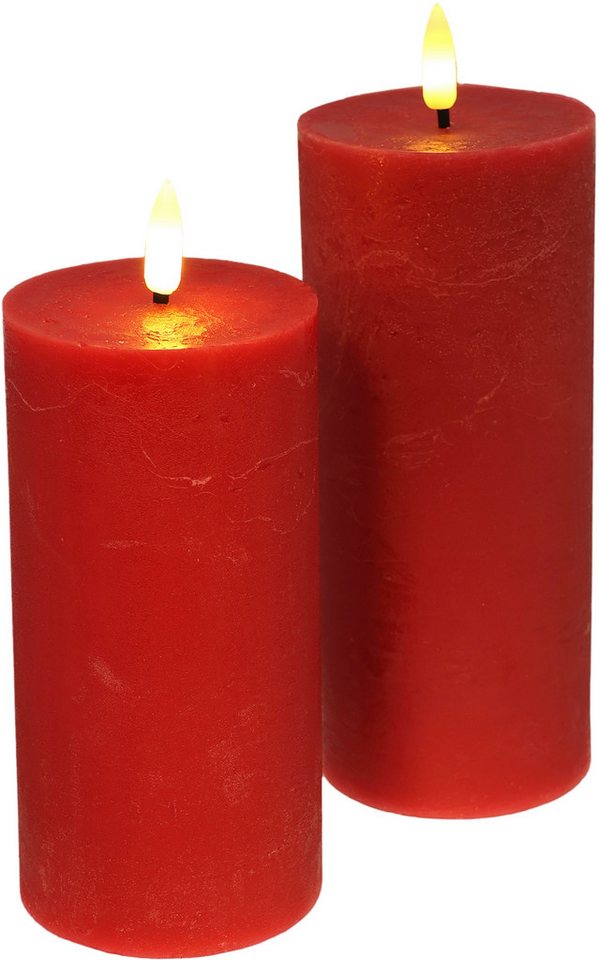 I.GE.A. LED-Kerze LED Echtwachskerze 2er Set (2-tlg), Mit Timer Flackernd Stumpenkerze Adventskerzen Adventskranz von I.GE.A.