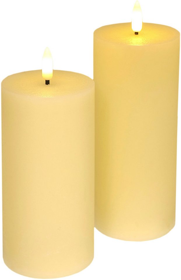 I.GE.A. LED-Kerze LED Echtwachskerze 2er Set (2-tlg), Mit Timer Flackernd Stumpenkerze Adventskerzen Adventskranz von I.GE.A.