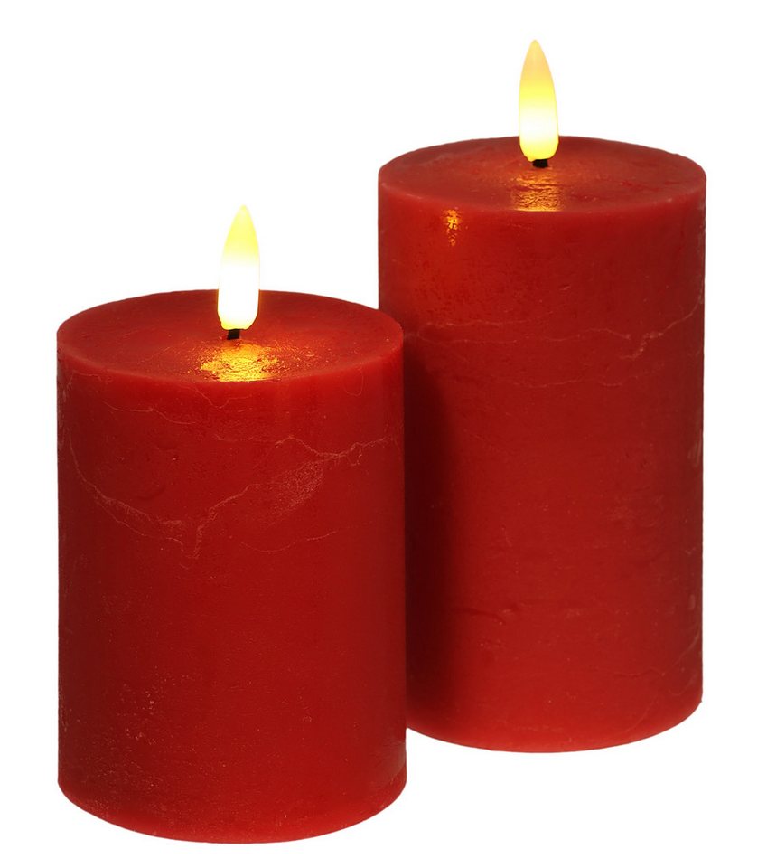 I.GE.A. LED-Kerze LED Echtwachskerze 2er Set (2-tlg), Mit Timer Flackernd Stumpenkerze Adventskerzen Adventskranz von I.GE.A.