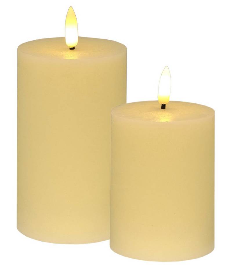 I.GE.A. LED-Kerze LED Echtwachskerze 2er Set (2-tlg), Mit Timer Flackernd Stumpenkerze Adventskerzen Adventskranz von I.GE.A.