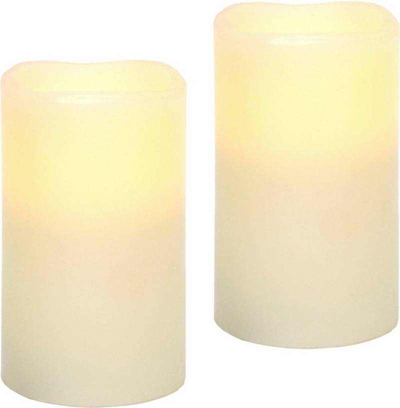 I.GE.A. LED-Kerze LED-Kerzen Flackernd Warmweiß 2er Set Stumpenkerze Deko Valentinstag (2-tlg), Romantische Dekoration Creme Echtwachs romantisch von I.GE.A.