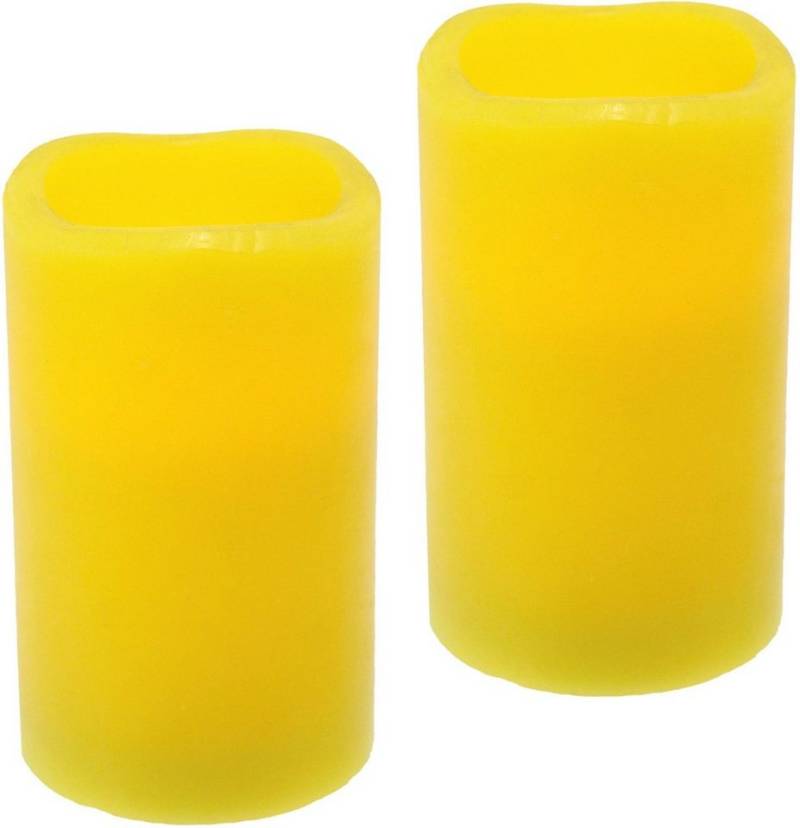 I.GE.A. LED-Kerze LED-Kerzen Flackernd Warmweiß 2er Set Stumpenkerze Deko Valentinstag (2-tlg), Romantische Dekoration Creme Echtwachs romantisch von I.GE.A.