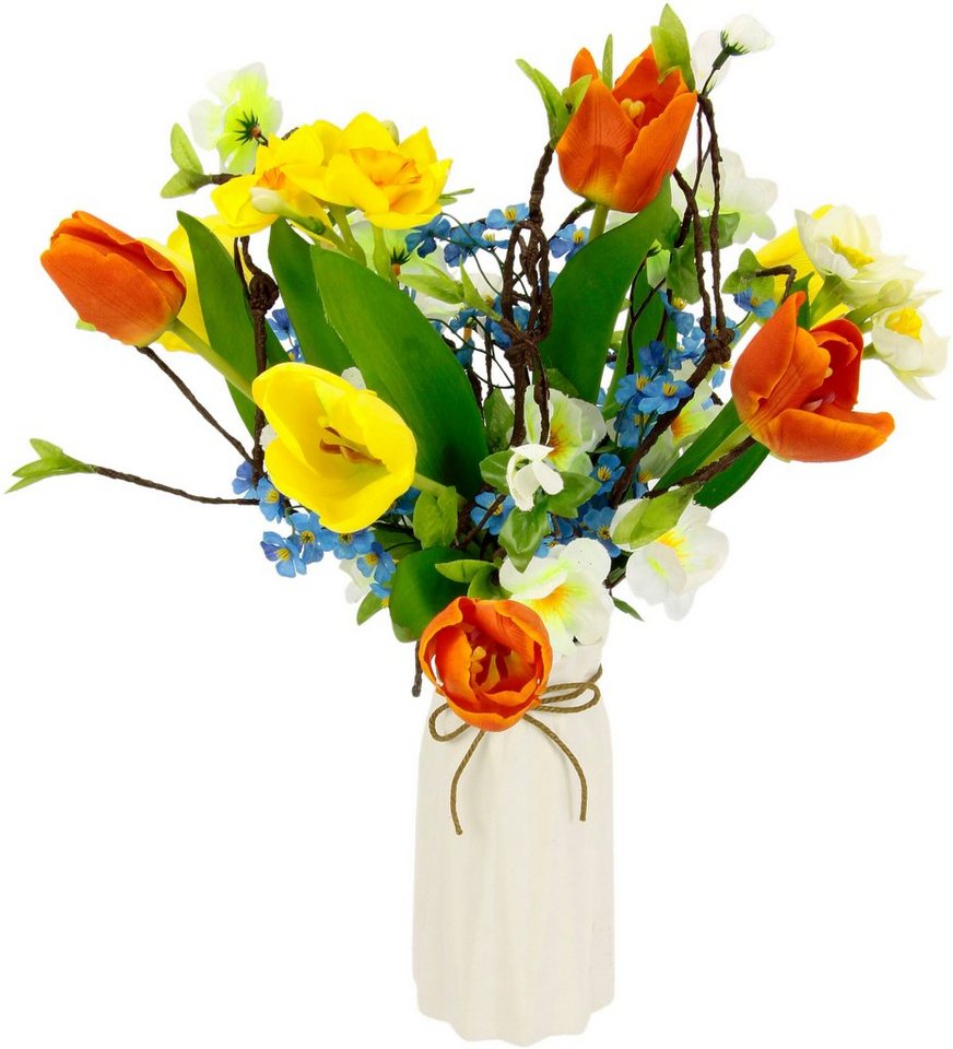 Kunstblume Arrangement Tulpen/Blüten, I.GE.A., Höhe 38 cm, Vase aus Keramik von I.GE.A.