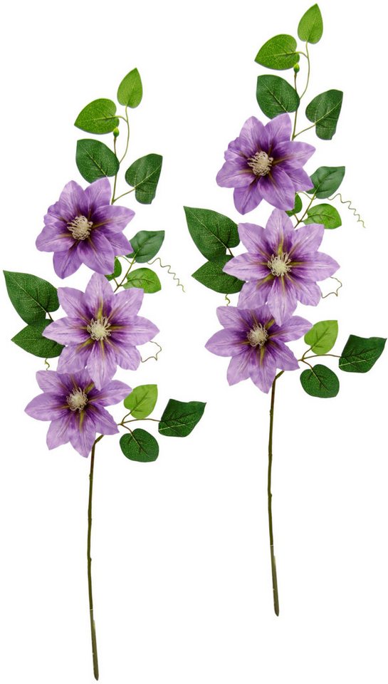 Kunstblume Clematisranke Waldrebe, I.GE.A., Höhe 80 cm, Zweig Einzelblume Stielblume, 2er Set von I.GE.A.