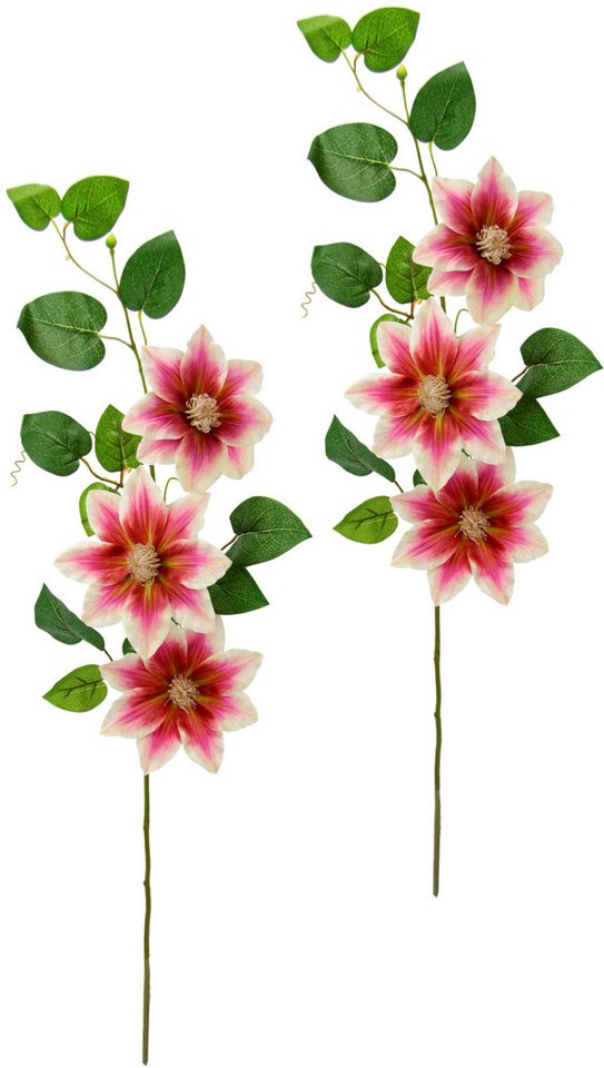 Kunstblume Clematisranke Waldrebe, I.GE.A., Höhe 80 cm, Zweig Einzelblume Stielblume, 2er Set von I.GE.A.