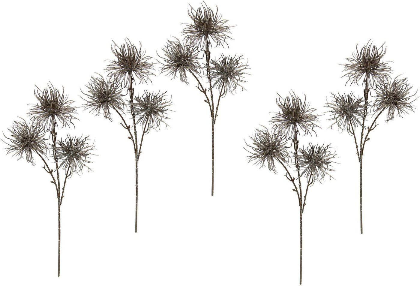 Kunstblume Distel, I.GE.A., Höhe 45 cm, Metallic-Distelzweig, Kunstzweige, 5er Set von I.GE.A.