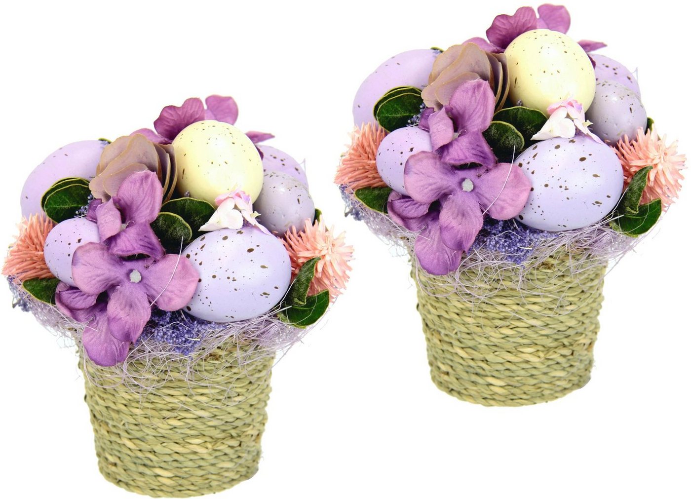 Kunstblume Gesteck aus Blüten Eier, I.GE.A., Höhe 15 cm, Im Topf, 2er Set, Blumengesteck von I.GE.A.