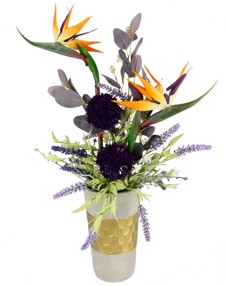 Kunstblume Gesteck aus Strelitzie, Allium und Lavendel, I.GE.A., Höhe 70 cm von I.GE.A.