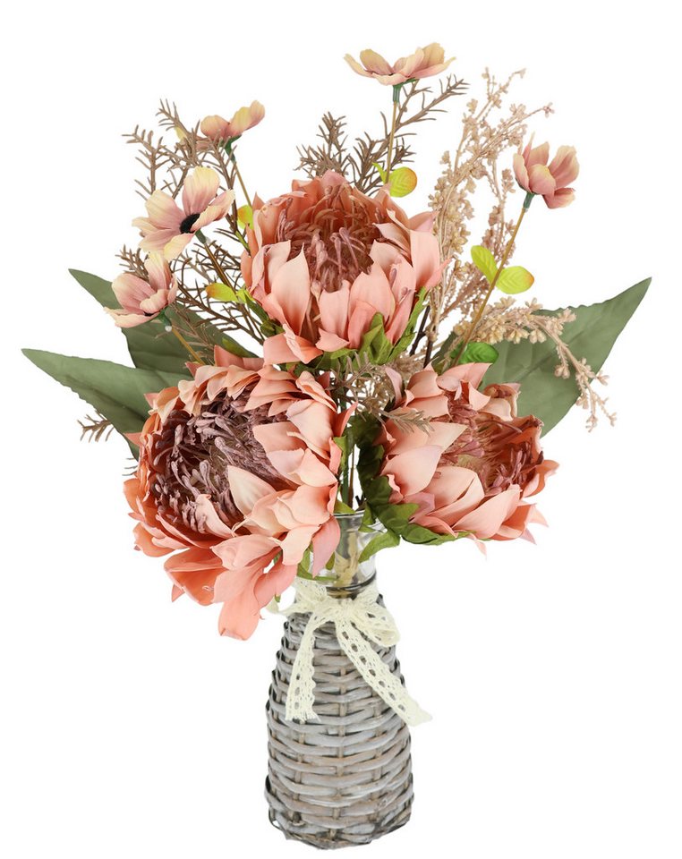Kunstblume Protea Strauß in Vase, I.GE.A., Höhe 45 cm, Artischocken Blumensträuße Seidenblume Dekoblume Bouquet Herbstdeko von I.GE.A.