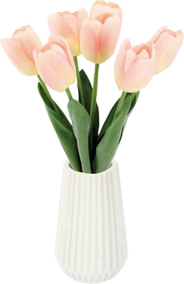 Kunstblume Real-Touch-Tulpen, I.GE.A., Höhe 33 cm, Vase aus Keramik von I.GE.A.