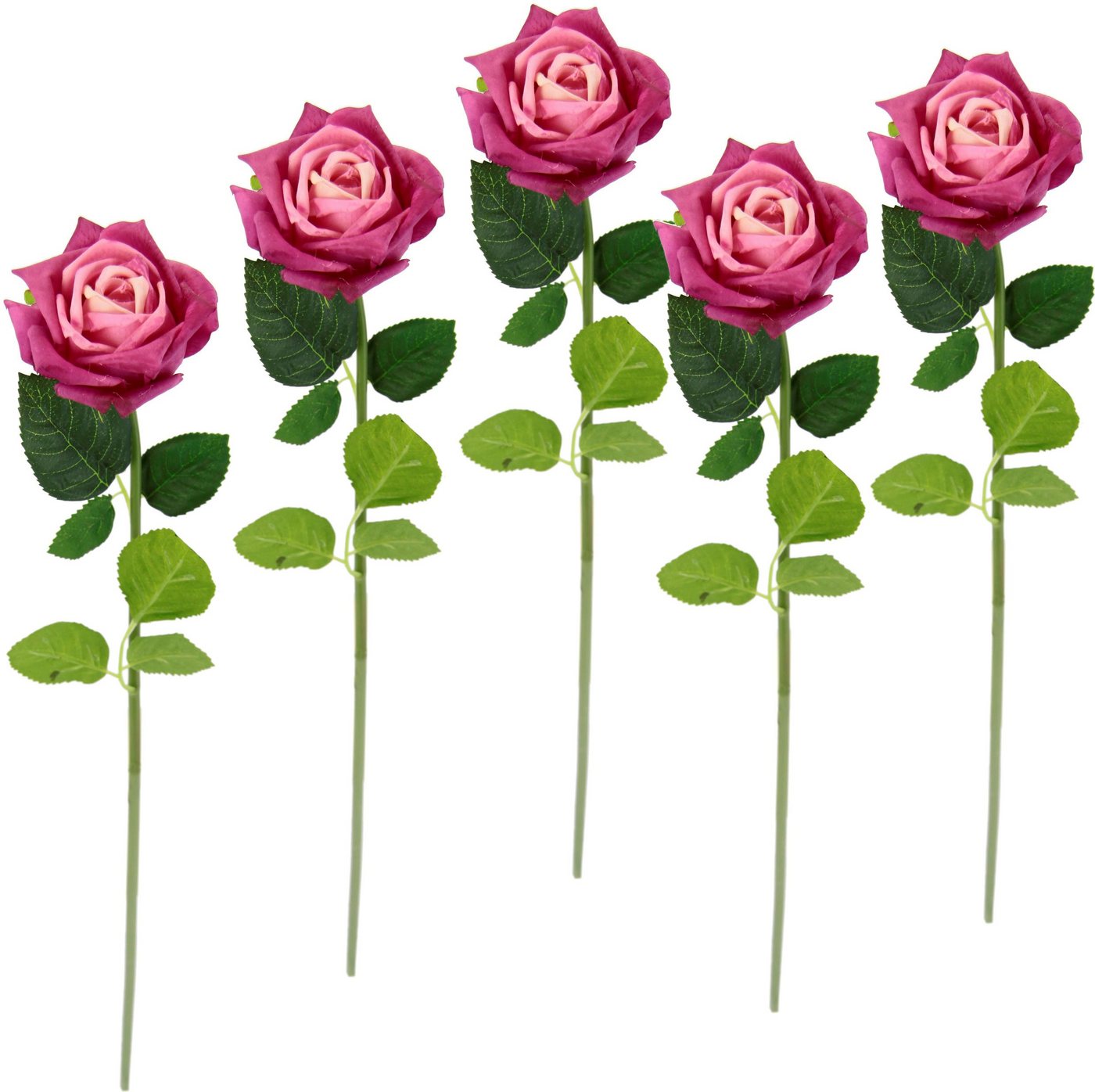 Kunstblume Rose, I.GE.A., Höhe 45 cm, 5er Set künstliche Rosen, Seidenrosen, Bouquet, Kunstzweig, Kunstrose von I.GE.A.