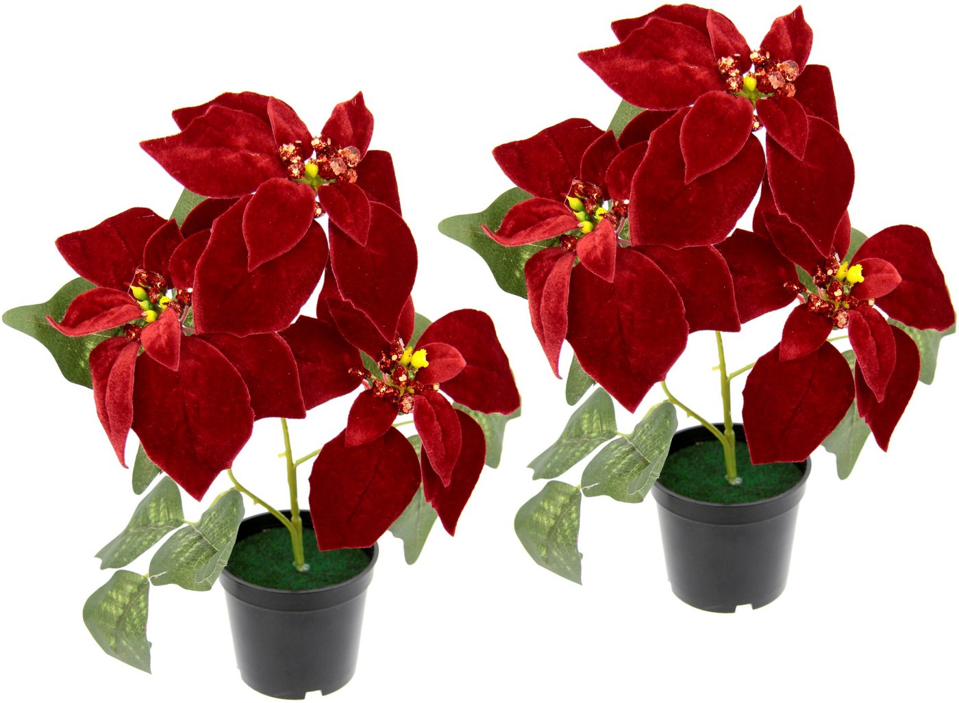 Kunstpflanze Samt-Poinsettie Poinsettie, I.GE.A., Höhe 32 cm, im Topf, 2er Set von I.GE.A.