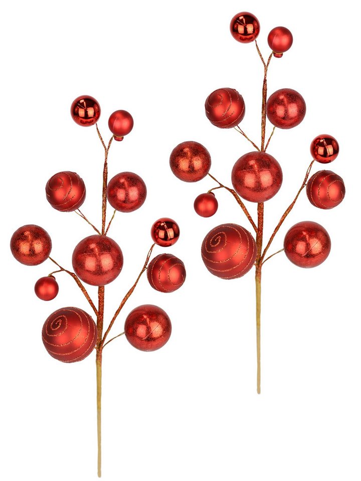Kunstzweig Kunstzweig mit Kugeln, I.GE.A., Höhe 47 cm, 2er Set Deko Zubehör für Adventskranz Kranz Girlande Weihnachtsdeko Kunstzweig Kunstzweig mit Kugeln, I.GE.A., Höhe 47 cm, 2er Set Deko Zubehör für Adventskranz Kranz Girlande Weihnachtsdeko von I.GE.A.