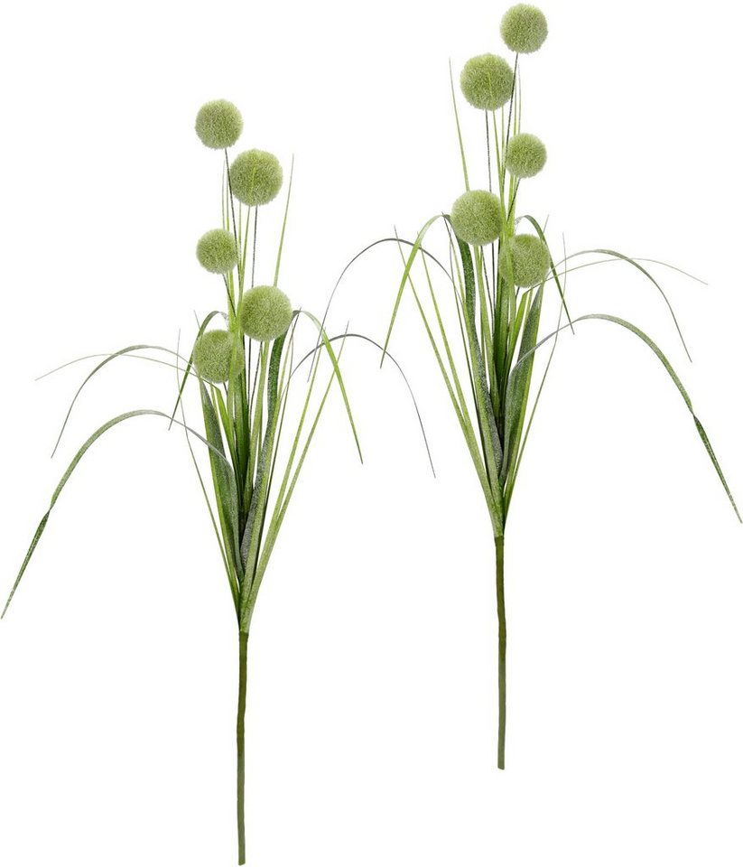Winterliche Kunstpflanze Kunstzweig, Kunstblume mit Gras Allium, I.GE.A., Höhe 105 cm, mit 5 Blüten und Glitzer, 2er Set, Weihnachtsdeko von I.GE.A.