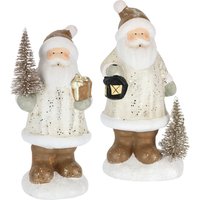 I.GE.A. Dekofigur "Nikolaus aus Keramik, 2er Set", Mit Baum Laterne Geschenk Figur Dekoration Weihnachtsdeko von I.Ge.A.