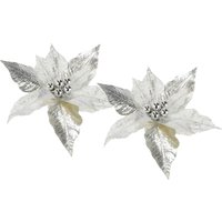 I.GE.A. Dekohänger "Poinsettia auf Clip", (2 St.), 2er Set 28cm Weihnachts-Christstern künstlich Weihnachtsblume gold von I.Ge.A.
