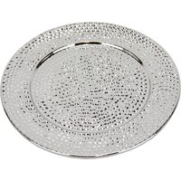 I.GE.A. Dekotablett "Keramik-Schale", (1 St.), Dekoschale silber Tablett Weihnachtsdeko Deko Advents-Tablett rund von I.Ge.A.