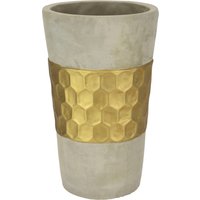 I.GE.A. Dekovase "Goldverzierte Blumenvase", (1 St.), Vase Zylindervase mit goldener Struktur grau gold Betonoptik Tischvase von I.Ge.A.