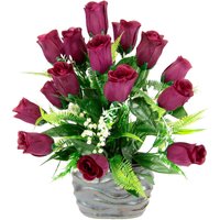 I.GE.A. Kunstblume "Rosen-Arrangement in Vase aus Keramik Blumengesteck Dekoblumen", Seidenblumen Kunstrosen Rosenstrauß Hochzeitsdeko Tischdeko von I.Ge.A.