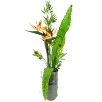 I.GE.A. Kunstblume "Strelitzie", In Vase aus Keramik mit Bambus Dekoblätter und Gras von I.Ge.A.