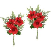I.GE.A. Kunstblumenstrauß "Strauß Poinsettia/Tannenzweige", 2er Set Weihnachtsdeko Weihnachtsblume Sträuße Dekoblumen Christstern von I.Ge.A.